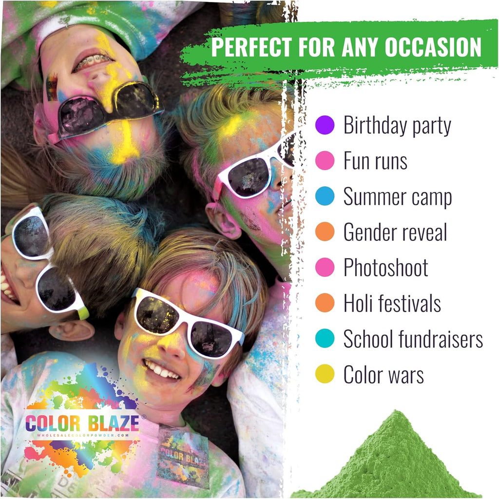 Color Blaze Color Run Powder - 5 lbs of Each Color - Pink, Blue, Green, Yellow - Non-Toxic, Washable Color Powder - Pack of 4 Bags - 20 Pounds in Bulk