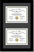 Creative Picture Frames 14X20Bk-B Black Vertical Double Diploma Frame With 2 Opening Black Mat, Holds 2-8.5X11-Inch Documents With Wall Hanger