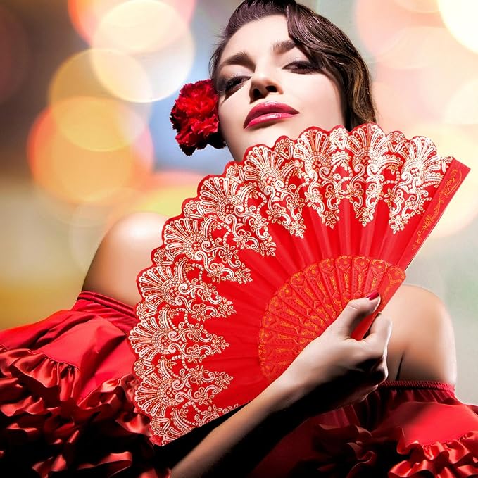 Geetery 30 Pcs Folding Hand Fan for Line Dancing Spanish Boots on The Ground Fans Gifts Bulk Colorful Silk Popping Rave for Women Tea Party Wedding Church Halloween Costume(Embroidery,Elegant Colors)