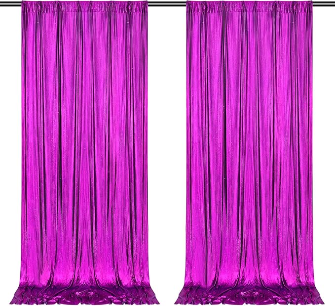 Back Drop Curtains for Parties 9.6x8FT Purple Background Drapes Shimmer Photo Photography for Hallween Ceremony Home Decorations(2 Panels 4.8x8FT)