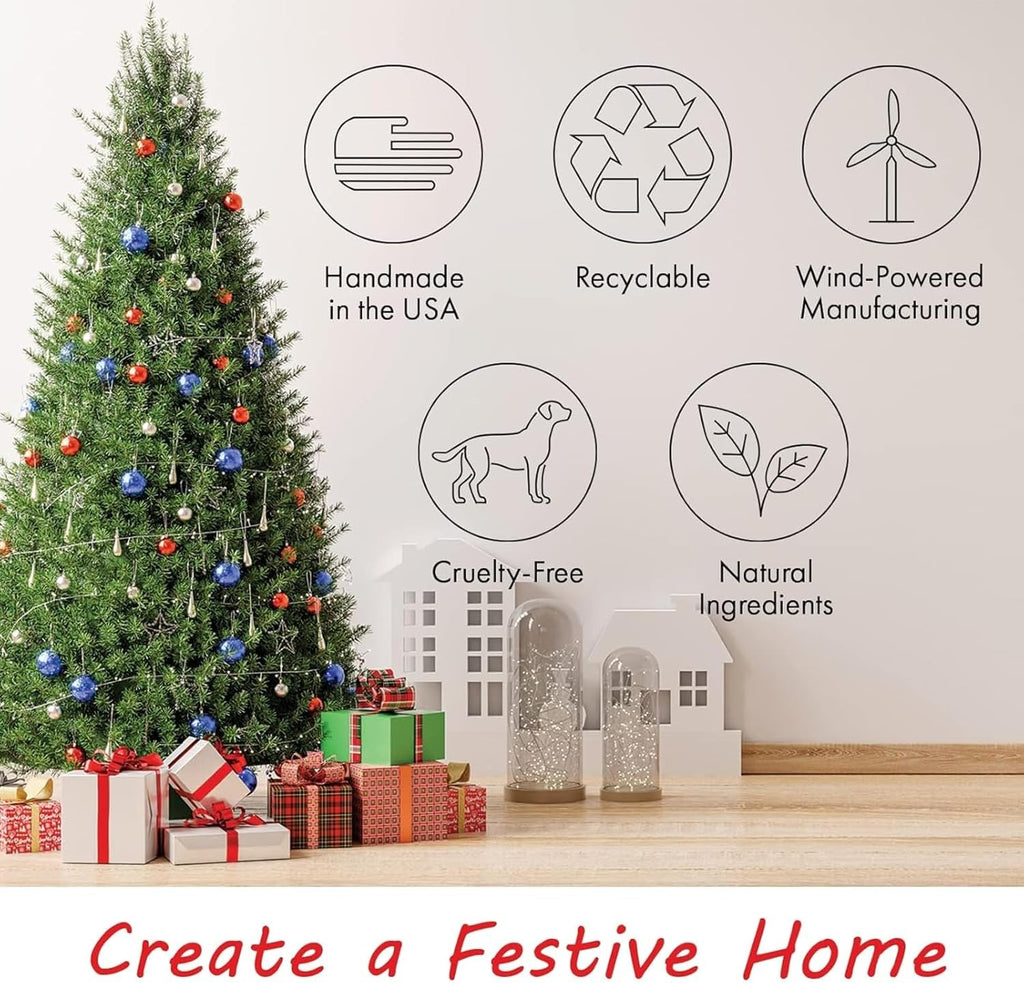 Fraser Fir 3-Wick Festive Winter Scented Soy Candle Reed Diffuser 17oz - Seasonal Home Fragrance, Aromatic Diffuser Set, Non-Toxic Candles, Forest Pine - Inspired by Winter Trees