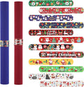 XIHIRCD 12pcs Christmas Wrapping Paper Roll Holder Clips, 8.7x1.2in Holiday Flip Wraps Clamps 12 Designs Stabilizer Slap Bands Gift Strips Flip Gadgets for Xmas Poster Wrapping Organization Storage