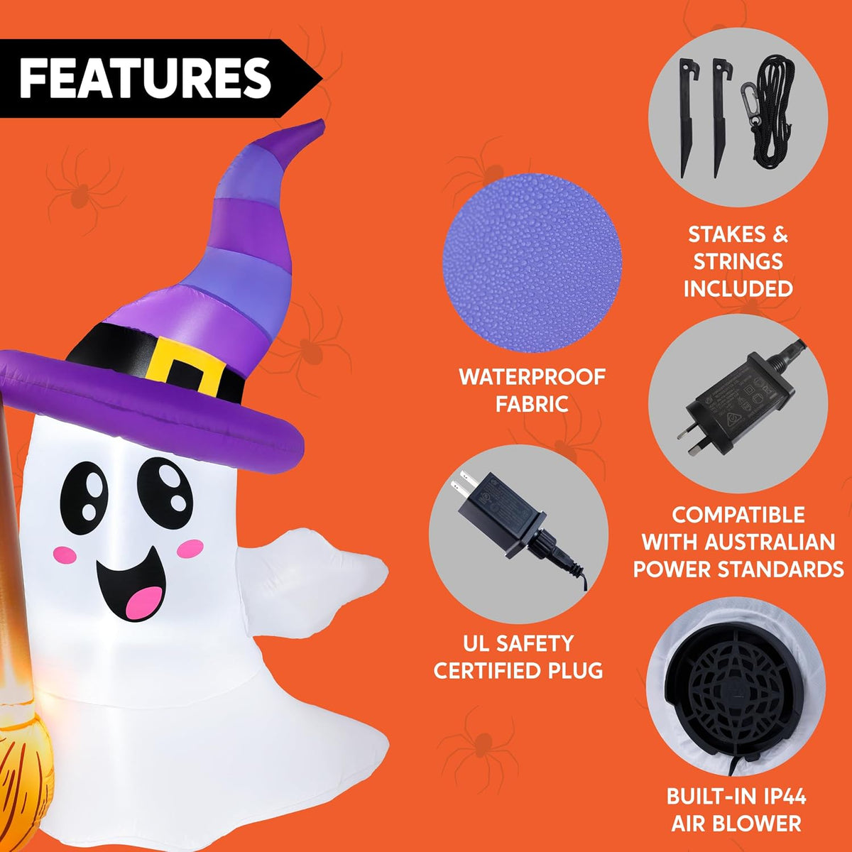 JOYIN Halloween Inflatables Ghost Outdoor Decorations, Cute Blow Up Ghost Hol...