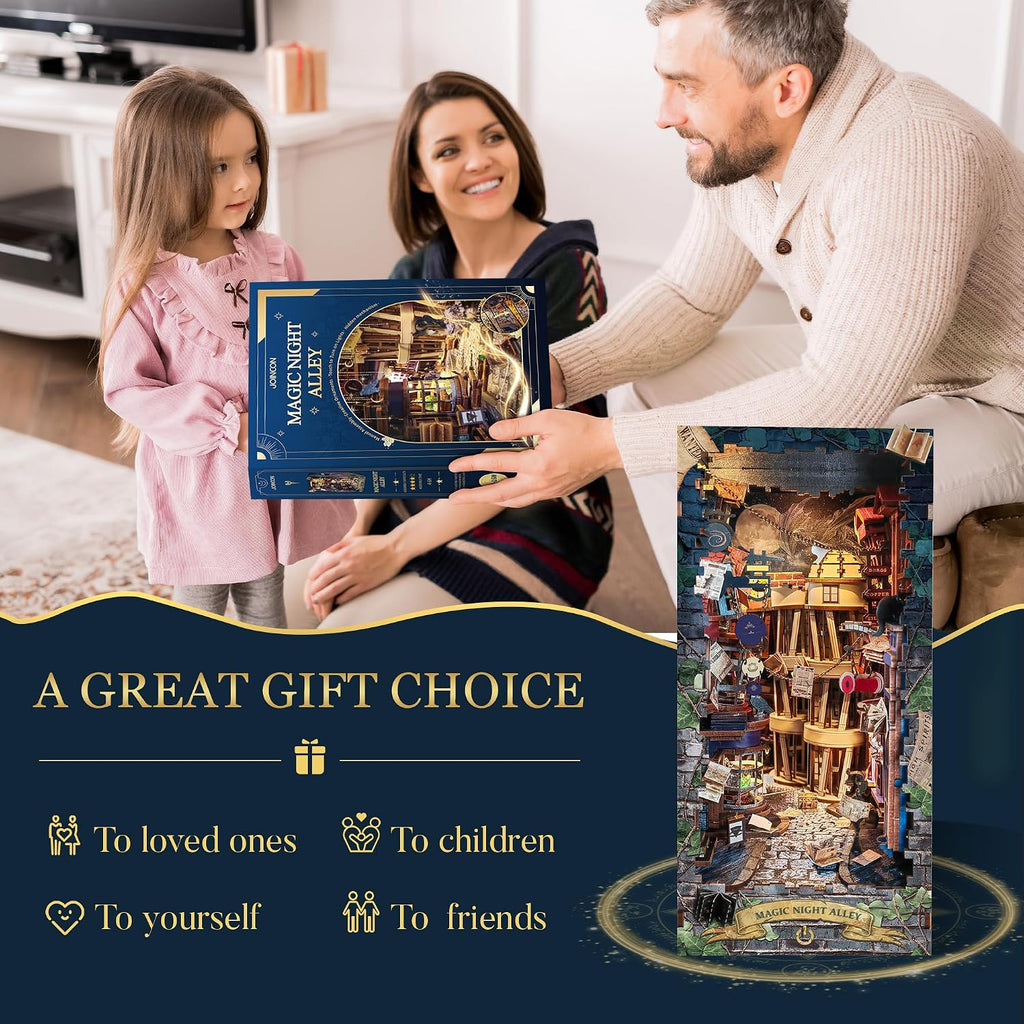 book nook magic night alley diy miniature house, package contents