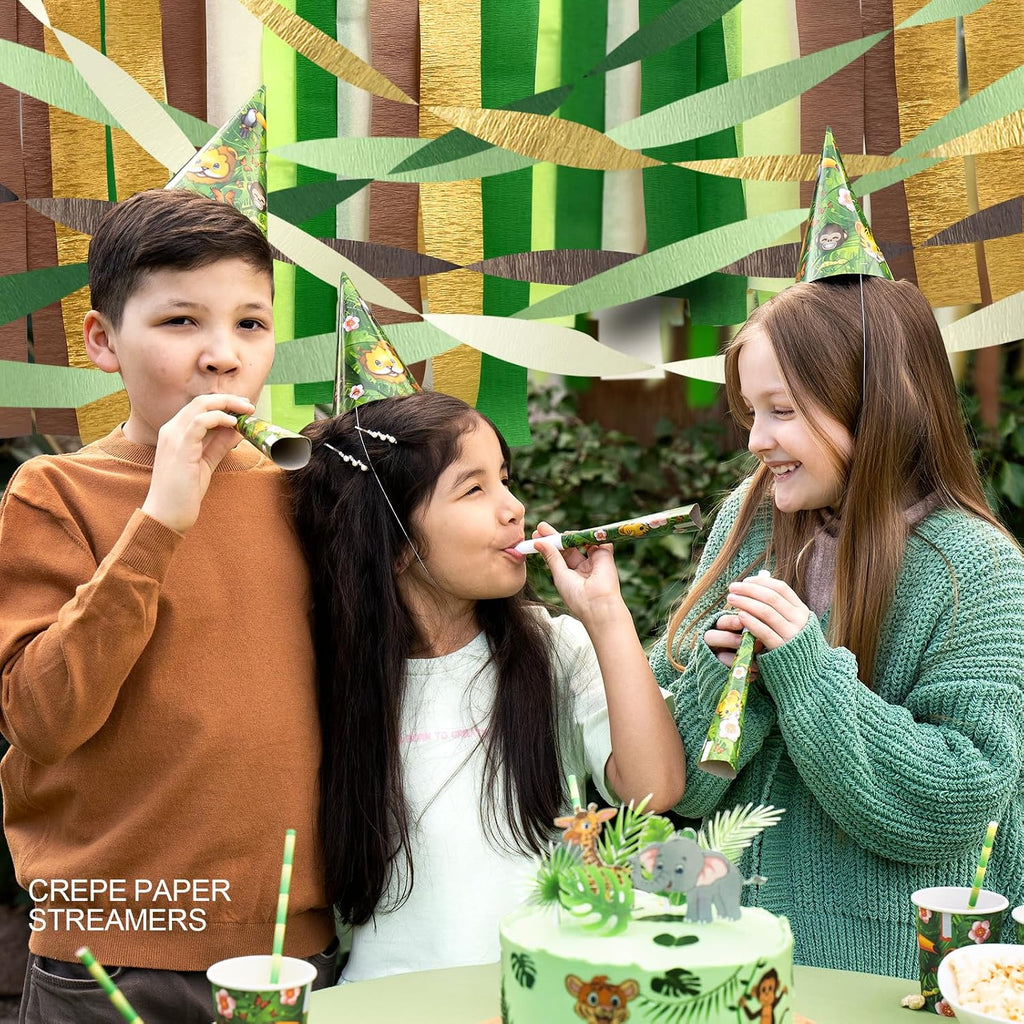 AOYOO 5 Rolls Crepe Paper Streamers - Sage Olive Green, Gold & Ivory Party Decorations for Wedding, Bridal Shower, Engagement, Boho Eucalyptus Birthday Backdrop St. Patrick's Day (Not Fabric Ribbon)