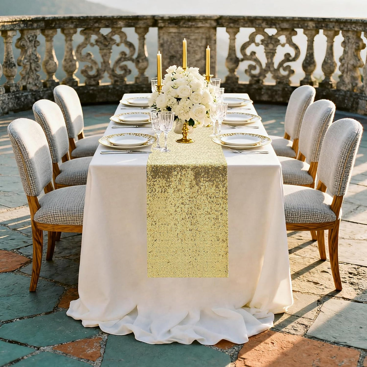 Gold Table Runners - Sequin Table Runner Glitter Table Runner for Birthday Pa...
