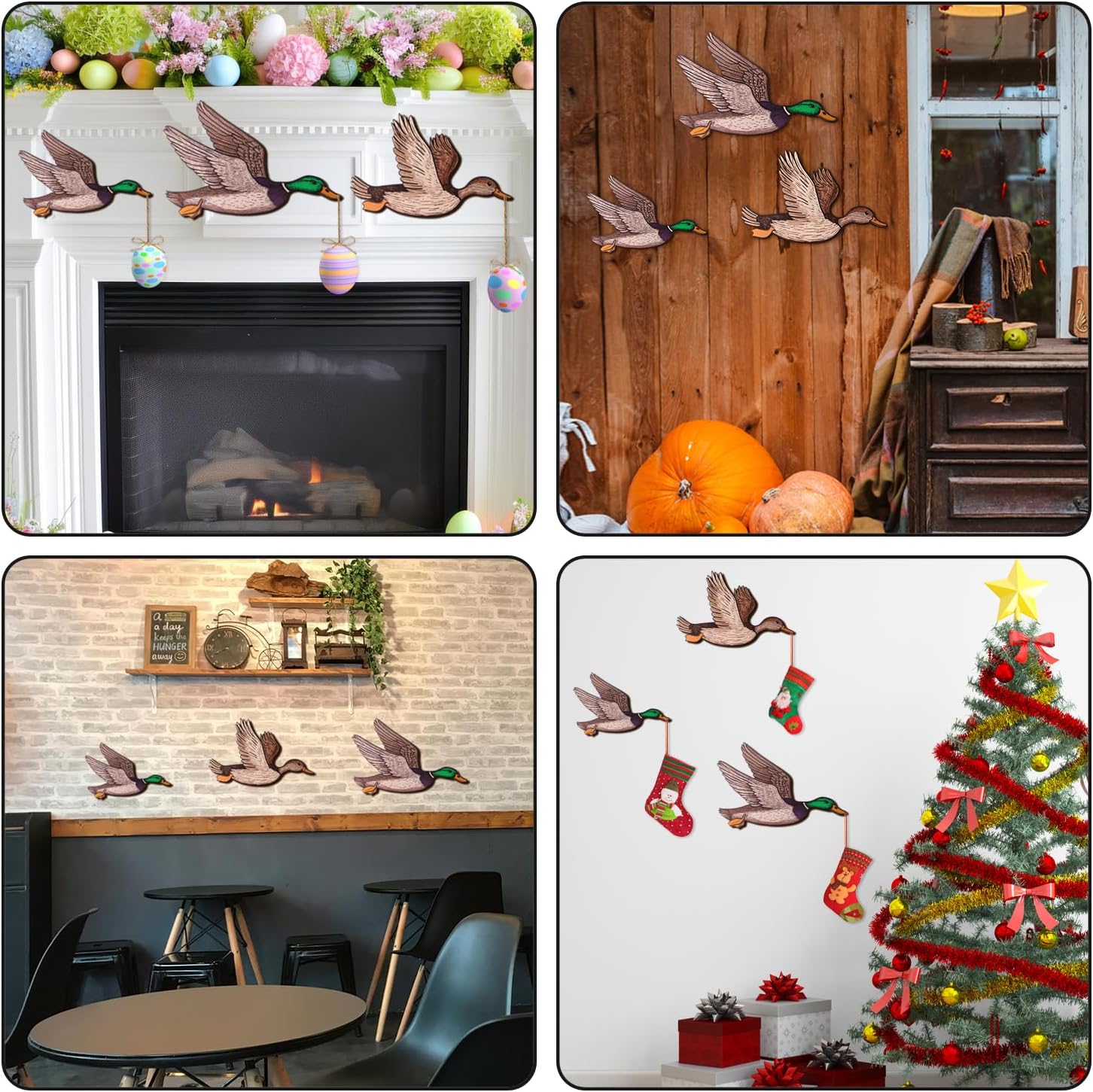 Lumncomfor 3PCS Wooden Mallard Duck Hunting Wall Decor Larger Ducks