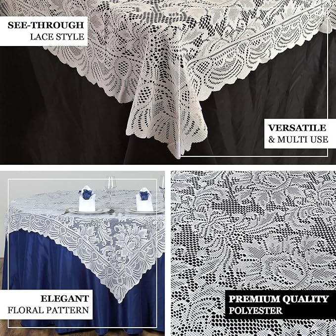 Efavormart 54" x 54" White Jolly Good Lace Table Overlay for Table Decoration