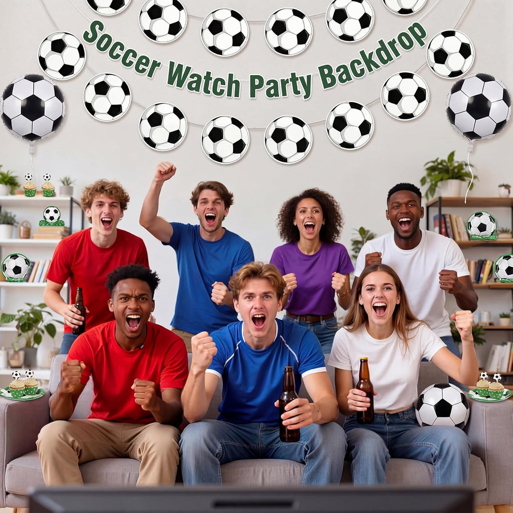 Soccer Birthday Party Decorations - 24PCS Soccer Party Banners for 2026 World Soccer Cup Merchandise | Soccer Party Decorations Hanging Backdrop for Birthday Party Home Classroom Favor Supplies Decor