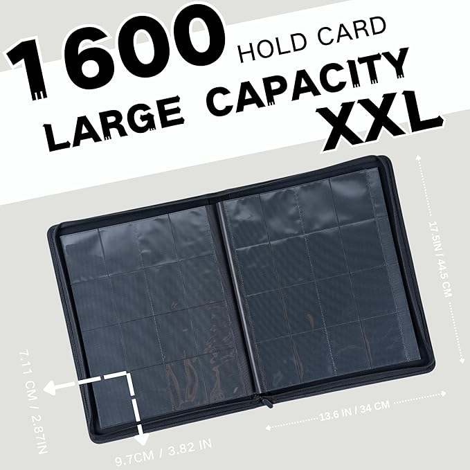 1600+ Pockets Trading Card Binder, 16-Pocket Card Ablum Compatible with MTG,Sports Cards & Other Standard Size Trading Card (WHITE)