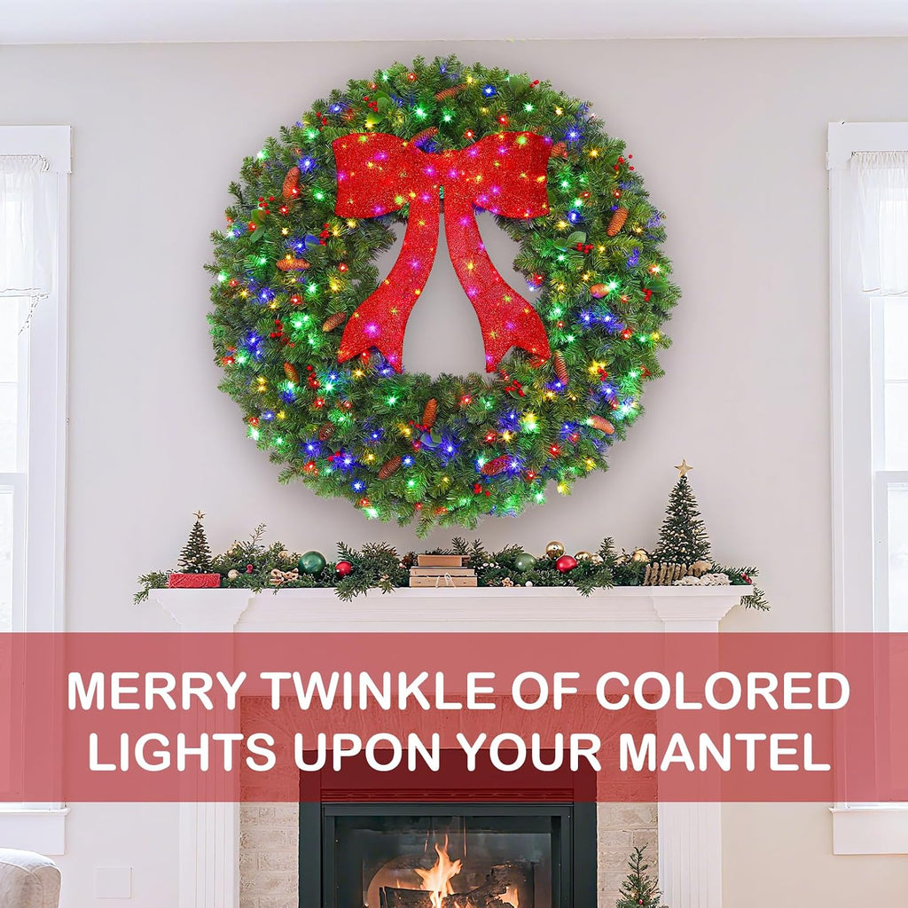 shareconn 48inch large artificial prelit christmas wreath for showing dimensions