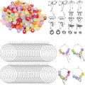 50 Sets Wine Glass Charms, Wine Charms for Stem Glasses, DIY Reusable Drink Markers for Weddings & Bachelorette with Alphabet Beads