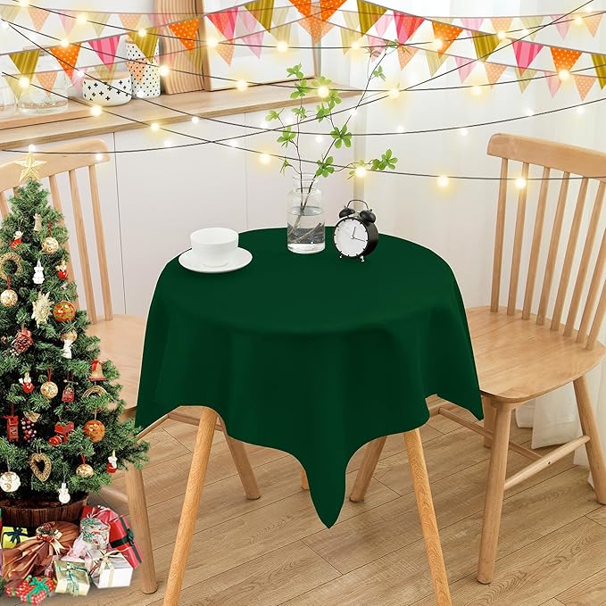 sancua Small Square Tablecloths 36x36 Inch - Hunter Green Table Cloth for Square or Round Tables, Washable Polyester Fabric Table Cover for Christmas Nightstand End Bedside Tables