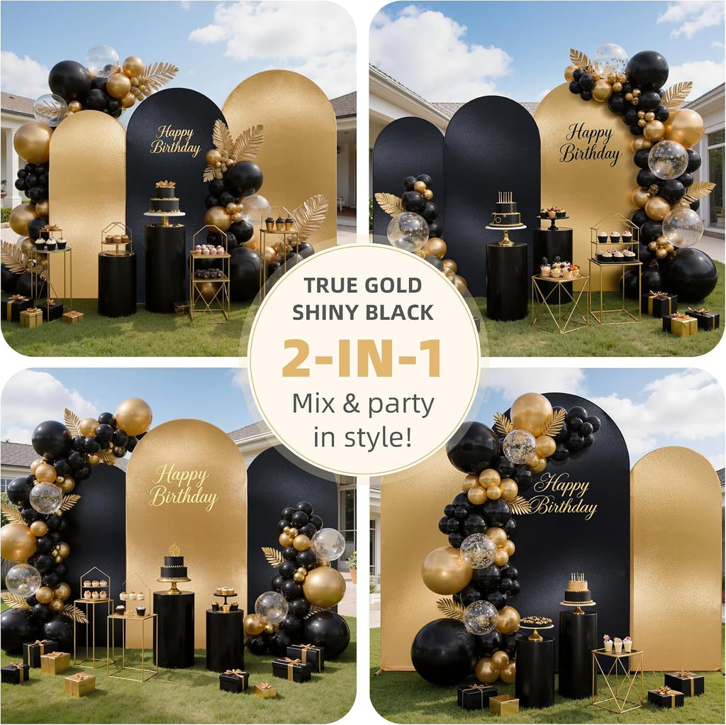gold black sequin arch backdrop cover 3set 6 shown in use