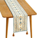 ISAENNE Designer Pale Yellow Elegant Linen Extra Long Table Runner 118 Inches,French Floral Pattern Elegant Table Runners for Dining Tables,Thanksgiving,Kitchen Tables,Christmas,12"*118"-Estevan A