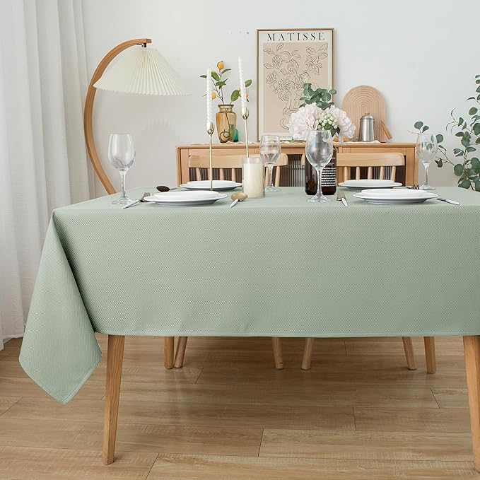 Biscaynebay Tablecloth for Rectangle Tables-90x132 Inch Sage Outdoor Picnic Table Cover-Rectangular Folding Reusable Table Cloths Water Resistant for Kitchen Camping Dining Room Patio Banquet Party