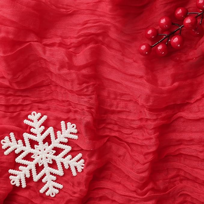 3 Pack Red Cheesecloth Table Runner Gauze Christmas Table Runner 35x120 Inch Rustic Boho Cheese Cloth Sheer Runner for Wedding Baby Shower Bridal Shower Birthday Party Holiday Decorations