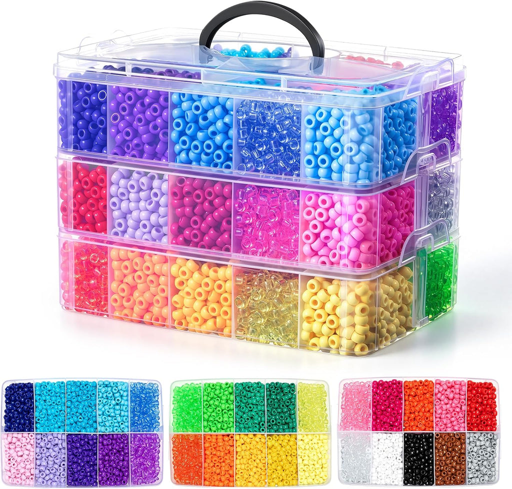 umikk 10000pcs pony beads, 30 colors plastic kandi, main product view