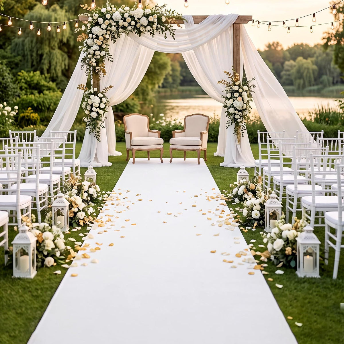 HOMBYS 260GSM Heavyweight White Aisle Runner for Wedding Ceremony, 2' x 1...