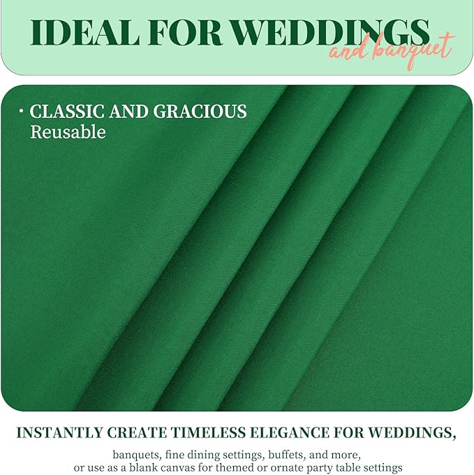 12 Pack 60 x 126 Inch Rectangle Tablecloth Green Polyester Tablecloth for 8 Ft Rectangle Tables, Washable Fabric Table Cloth for Wedding Dining Table Buffet Parties Camping