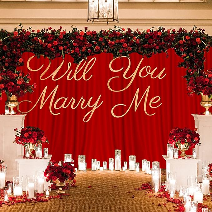 10ft x 7ft Red Backdrop Curtains for Party Valentine's Day Arch Stage Wedding Ceremony Curtains Fabric Photography Backdrop for Baby Showers Rod Pocket Home Decoration, 5ft x 7ft, 2 Panels
