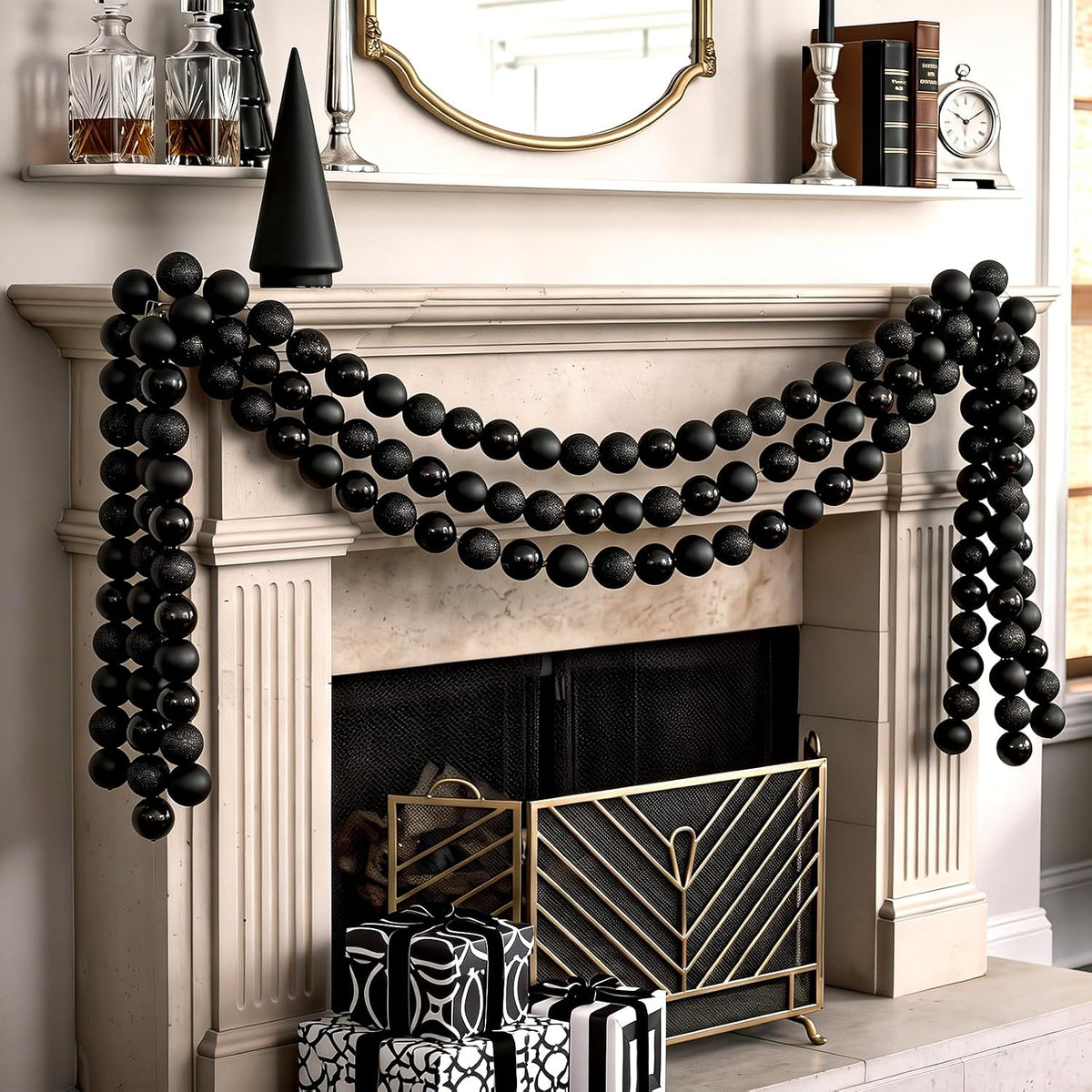 jenaai 3 pcs 6 ft black christmas ball, close-up detail