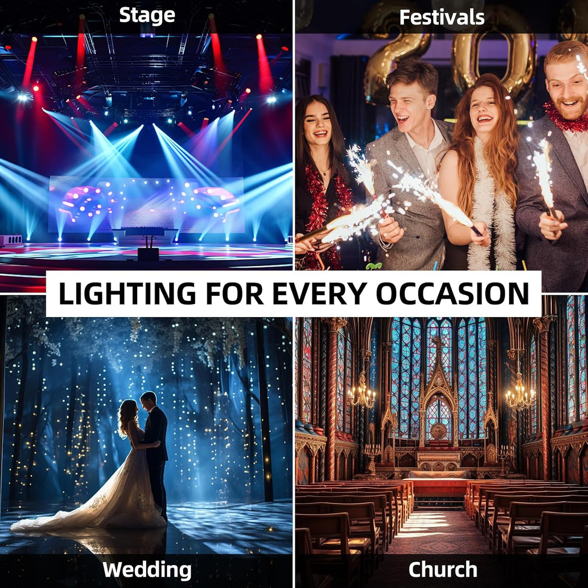 3-Pack DJ Stage Light for Parties LED Par Lights