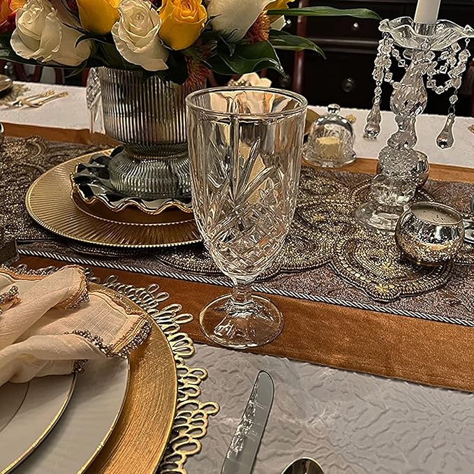 Luxurious Velvet Table Runner, 10ft Wedding Reception Decorations, 20x120inch Soft Velvet Fabric, Table Linen Overlay, Wedding Table Runners (Gold, 20X120inch)