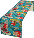 Japanese Kio Fish Table Runner Oriental Tradition Cherry Art Printed Burlap Runner Home Kitchen Dining Table Living Room Decor Fabric 1 Panel W13xL70in