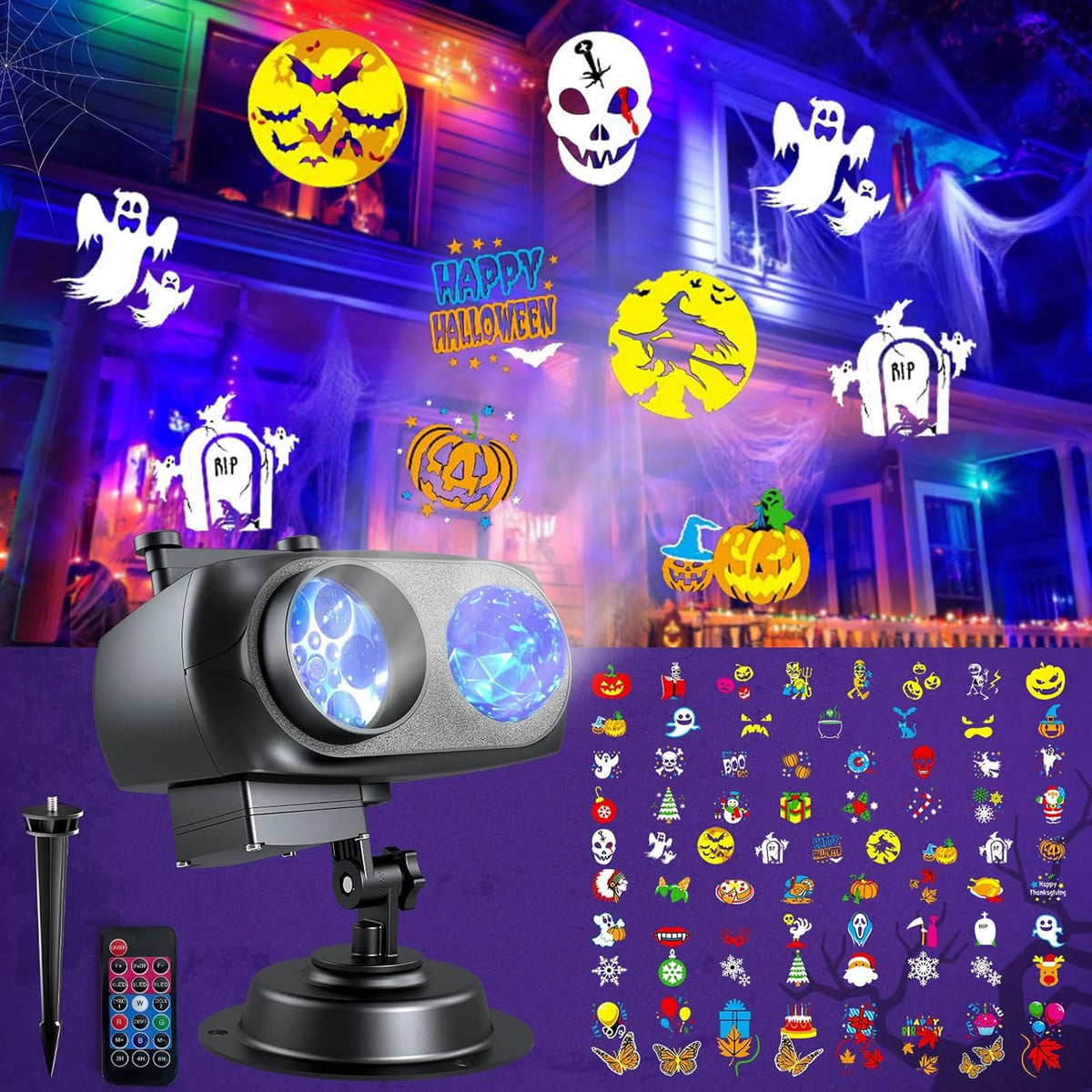halloween projector lights outdoor brighter holiday themes christmas, main product view