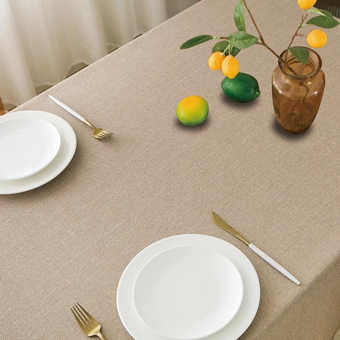 NLMUVW Linen Tablecloth 84 Inch for Rectangle, Burlap Textured Table Cloth Water Resistant Farmhouse Rustic Table Cover for Kitchen Dining Coffee, 54 x 84 Inch