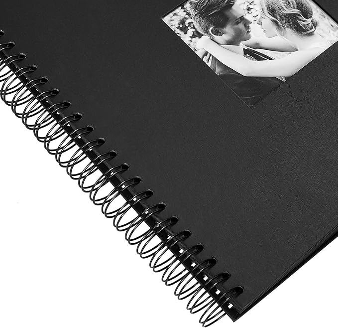 INNOCHEER Photo Album - Self Adhesive 80 Black Pages, Large Scrapbook Wedding Guest Book for DIY Anniversary Travel Memory Scrapbooking (Black 12 x 12)