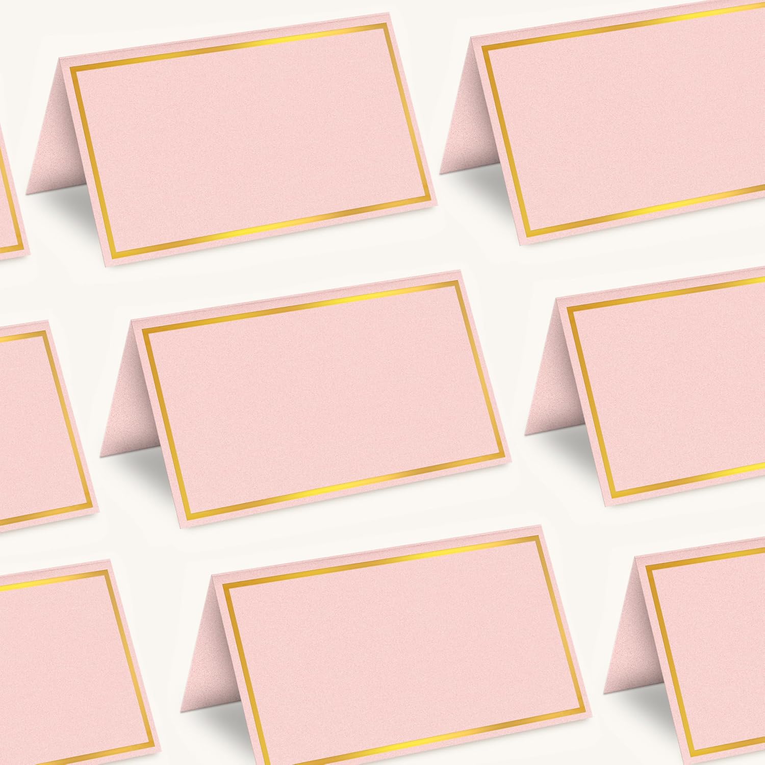 Gold Foil Place Cards for Table Setting，100PCS Table Name Cards | Pearled Tent Cards,250gsm Avery Table Cards for Wedding,Party Buffet, Reserved Seating Sign,Meeting,Banquets, Peach Pink