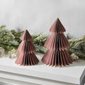 LampLust Pink Tree, 2 Pack Honeycomb Decorations, 6 & 8 Inch Paper Trees, Pink Decor, Winter Wonderland Decorations for Home Table Top Decor
