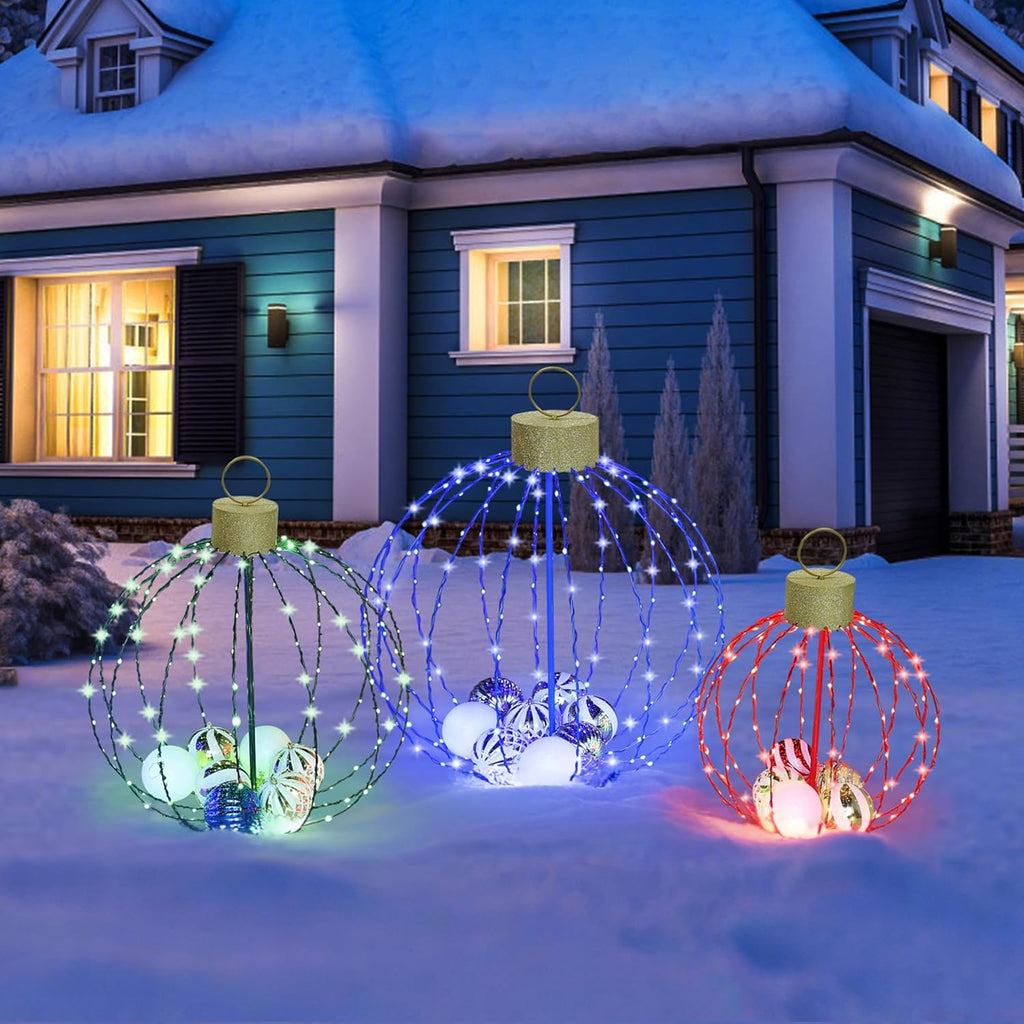 yardenaler outdoor christmas decorations, set of 3 lighted, main product view