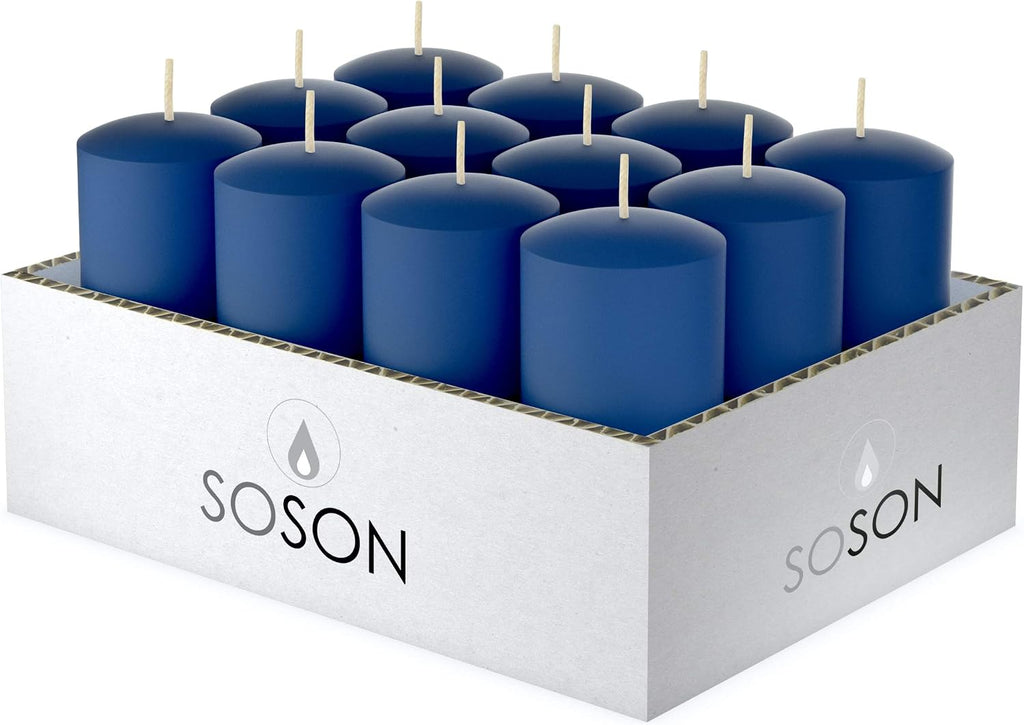 Simply Soson Votive Candles Bulk, 24 Blue Votive Candles, 10 Hours Burn time, Small Candle, Bulk Candles, Unscented Candle, Votives for Wedding, Birthday, Holiday & Home Decoration