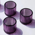 VOHO Large Votive Candle Holders for Table Centerpiece, 6pcs Purple Glass Ribbed Candle Holder for Halloween Decorations, Vintage Tealight Candle Holder for Baby Shower/Easter/Diwali(2.75"W x 2.56"H)