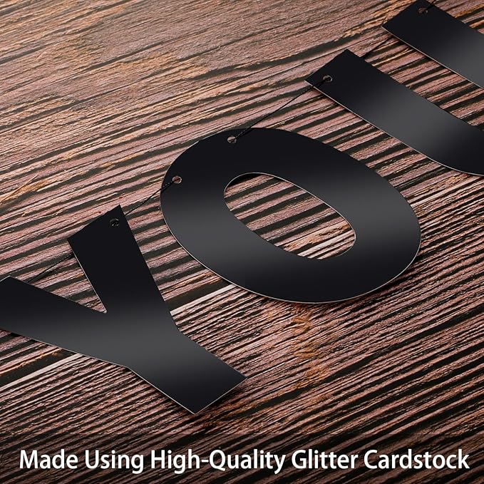 TaoBary 112 Pcs DIY Letter Kit Glitter Customizable Banner Letters Include 107 Letters and Numbers 3 Rope and 2 Needles for Birthday Halloween Christmas Wedding Valentine Party Decor(Bright Black)