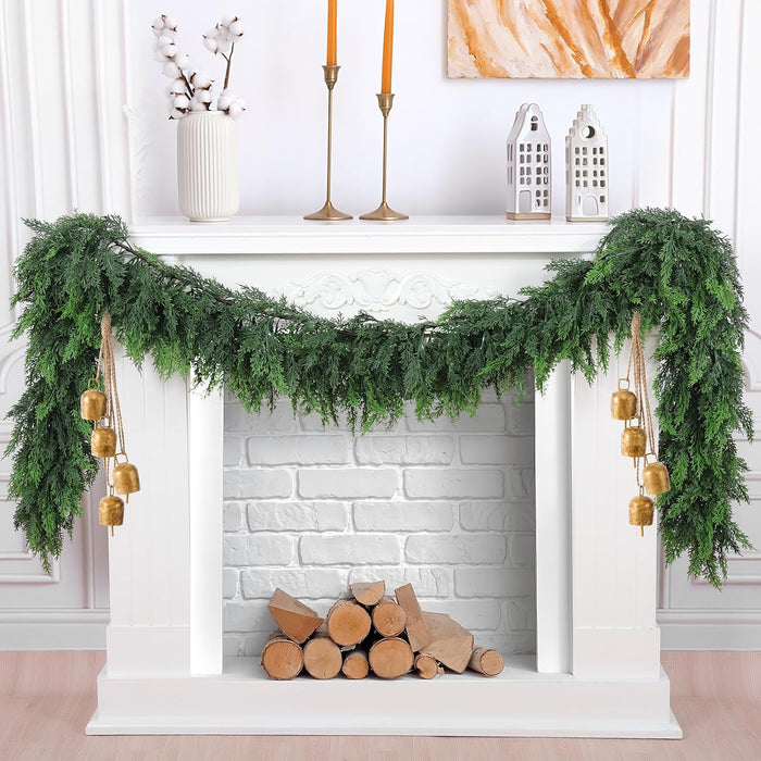 Hananona 6 FT Christmas Garland, Real Touch Cedar Garlands, 1 Pcs