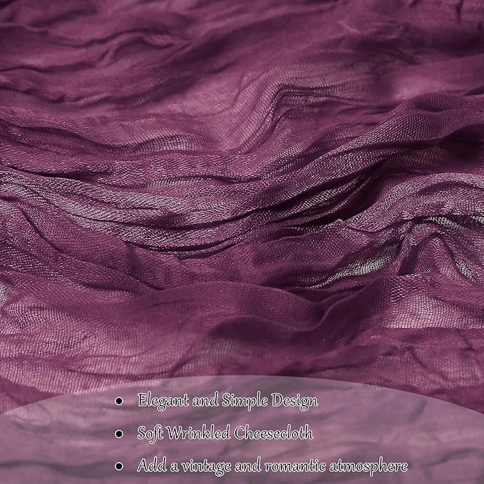 Cheesecloth Table Runner 10FT (35x120 Inch) - 10 Pack Dusty Purple Boho Gauze Fabric Cheese Cloth Table Runner Rustic Sheer Table Runners Cheesecloth for Wedding, Bridal Shower, Birthday Party Decor