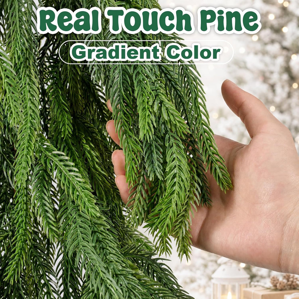 9 ft christmas norfolk pine garlands for mantel, side view