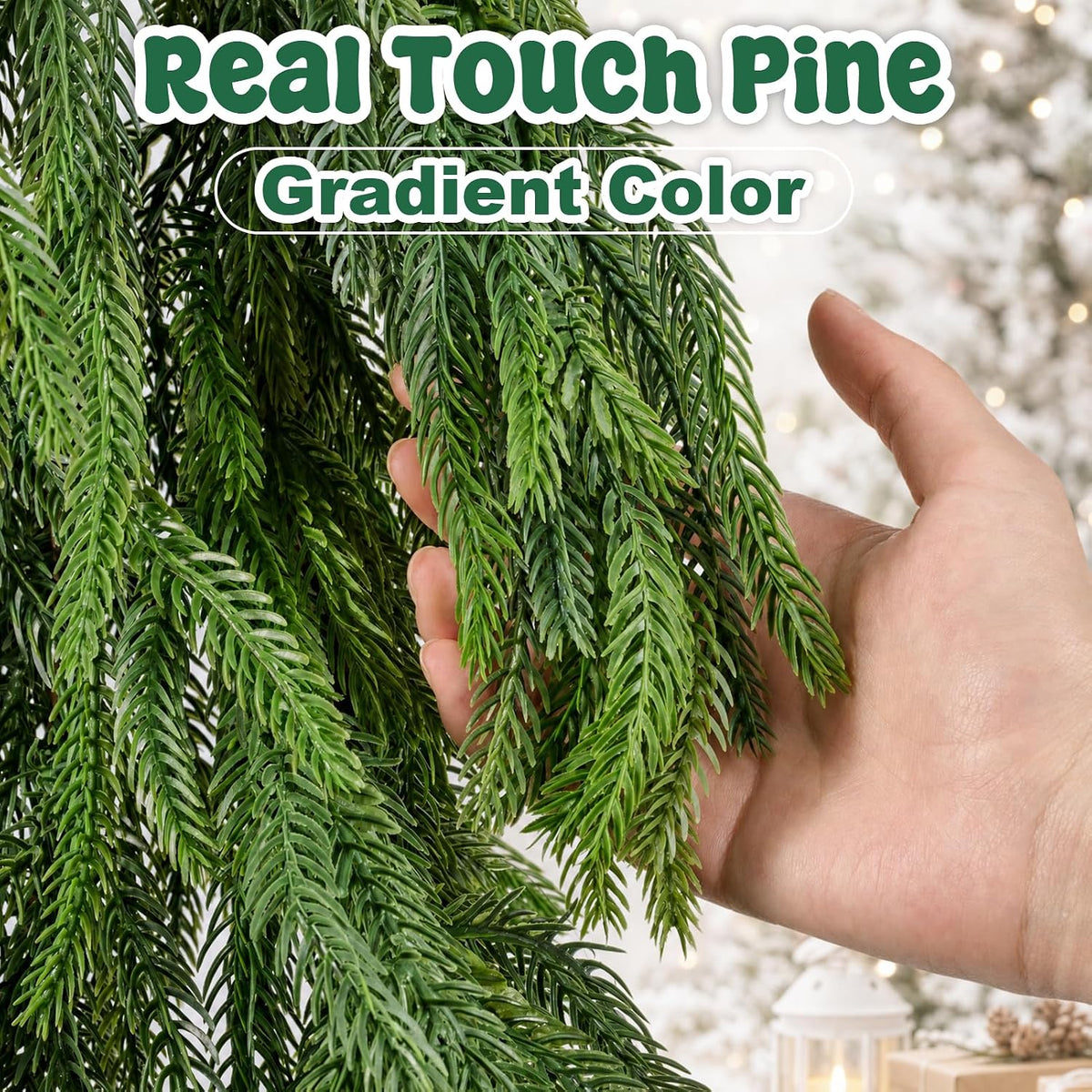 9 ft christmas norfolk pine garlands for mantel, side view