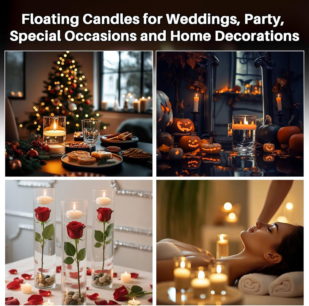 MAQIHAN 30 PCS White Floating Candles - Small Floating Candles for Centerpieces Unscented Dripless Wax Burning for Home Decorations, Weddings, Parties, Holiday, Special Occasions and Christmas