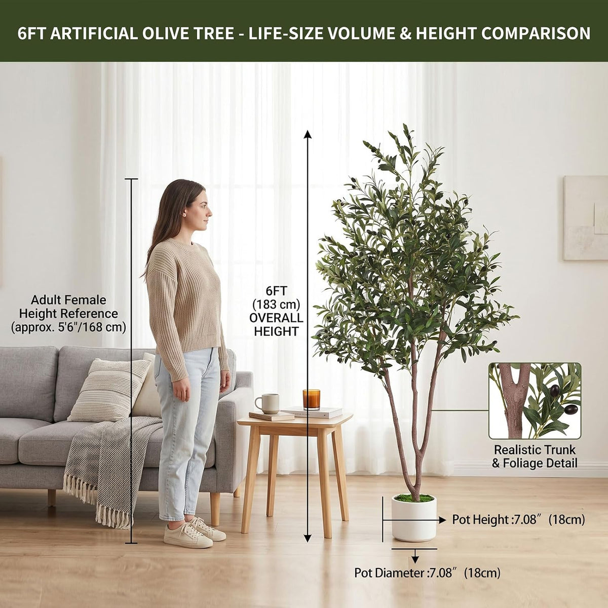 6ft olive tree artificial indoor plant,fake olive tree,lifelike, close-up detail