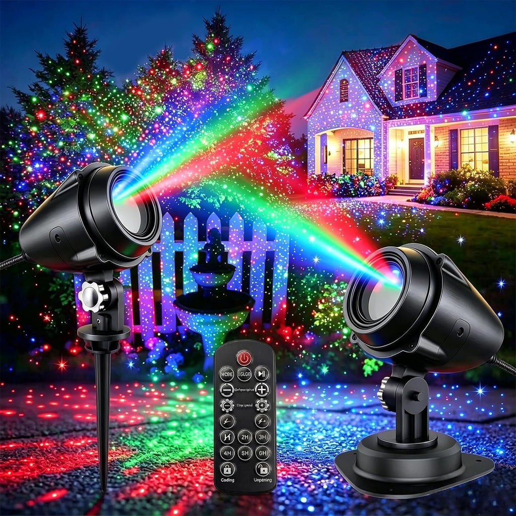 laser christmas projector lights, rgb 3-color moving star, main product view
