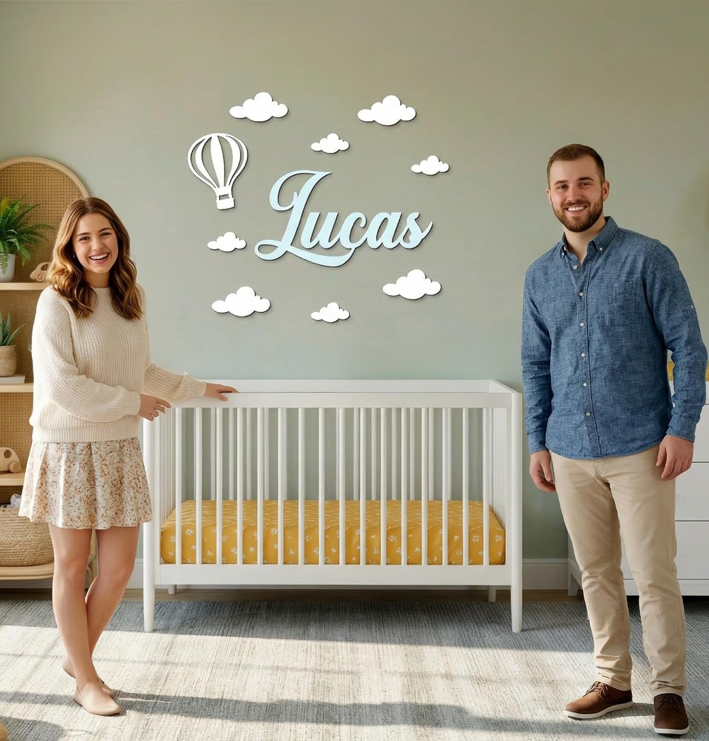 Custom Name Sign with Thematic Decorative Wall Shapes Nursery Name Sign, Personalized Baby Gifts Nursery Wall Decor Baby Name Sign Wooden Name Sign for wall Name Wall Decal