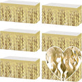 6 Pack 29x108 Inch Light Gold Wave Foil Fringe Table Skirts Metallic Banner for Tinsel Streamer Garland Backdrop for Parade Floats Wedding, Mother's Day, Birthday Mardi Gras Party Decorations