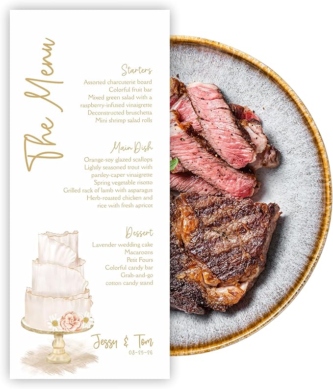 Personalized Printed Wedding Menu, Set of 25 Wedding Menu, Modern Wedding Menu, Simple Menu, Wedding Menu Cards, Dinner Menu Card, Birthday, Shower, Quinceanera, Party, Made in USA