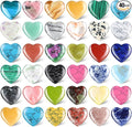 Nuenen 40 Pcs 1.4 Inch Worry Stone Bulk Crystals Heart Shaped Rock Tiny Trinkets Stone Inspirational Healing Crystal Gemstone Love Carved Rock Mom Women