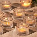 24 Pack Tea Light Candle Holders, Glass Clear Tealight Candle Holder Votive Candles Holders for Fall Wedding Table Centerpiece, Home Decor and Party Supplies